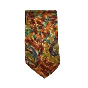 Vtg Barneys New York 100% Silk Abstract Artistic Brushstroke Tie Made in Italy